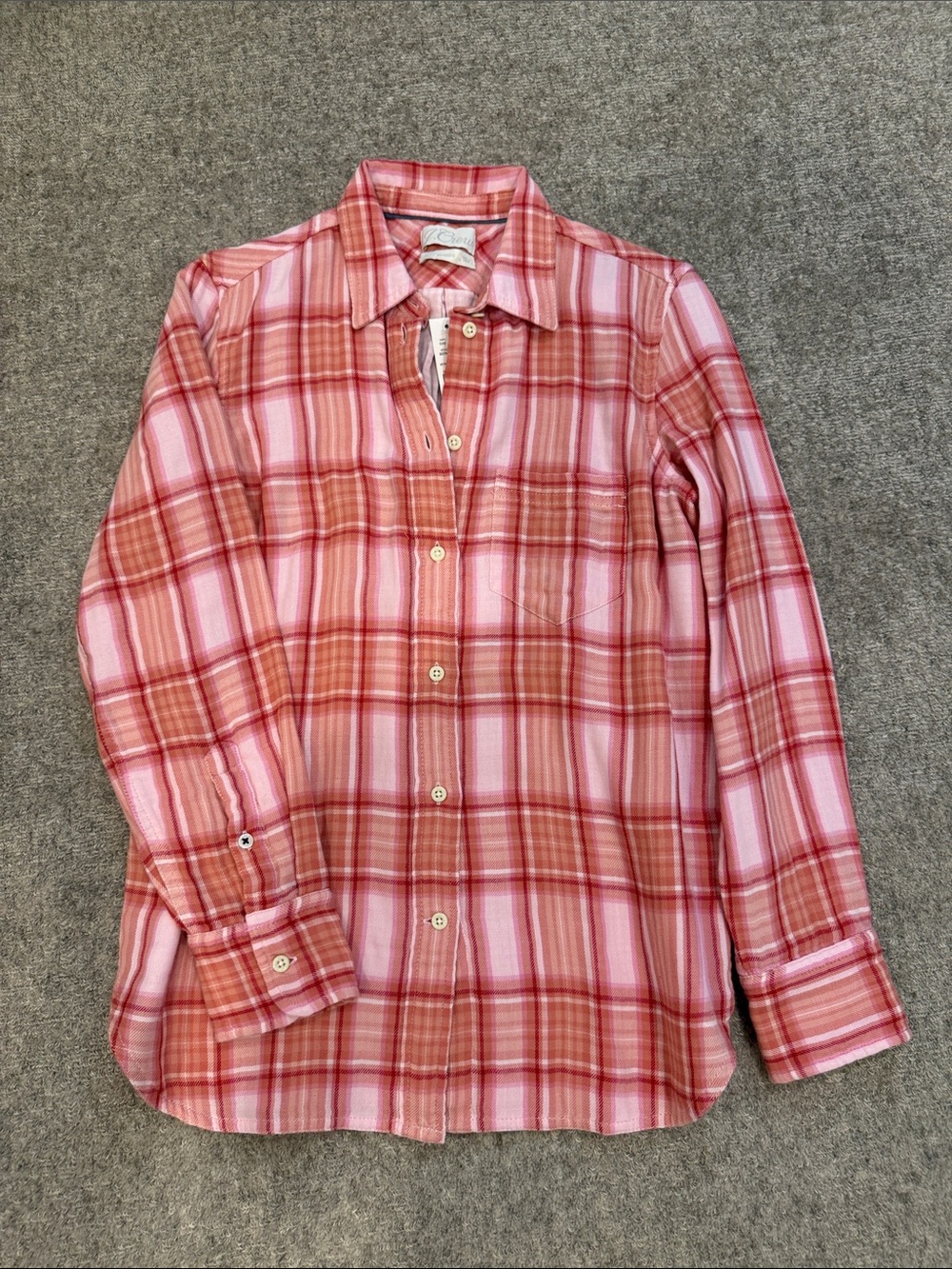 J. Crew Pink and Red Plaid Button-Down Shirt